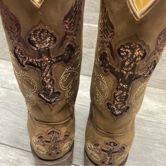 EUC RockinLeather Womens Brown Square Toe Western Boot 10B - Picture 5 of 13